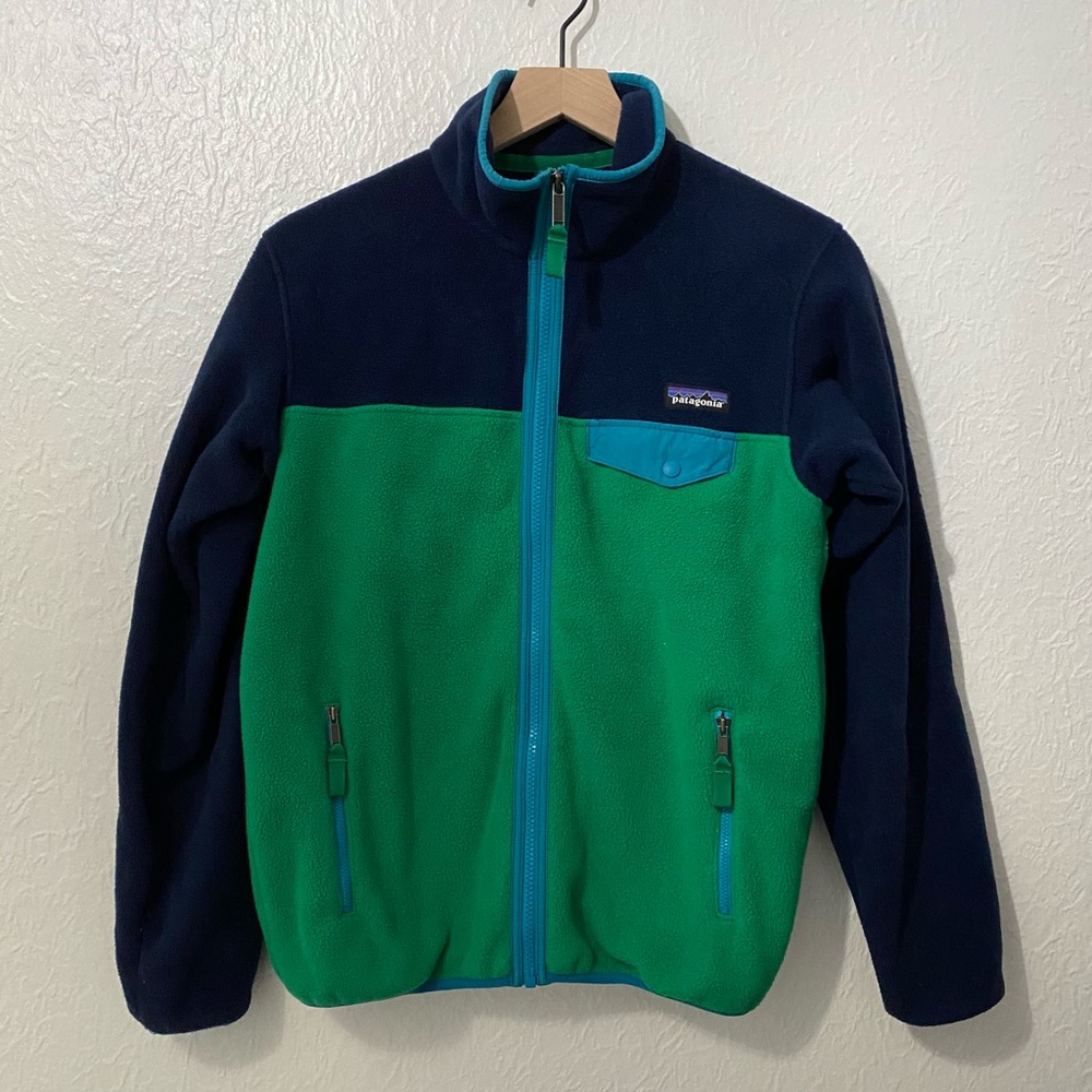 Patagonia Synchilla Fleece Zip Jacket Women’s Small Green & Navy